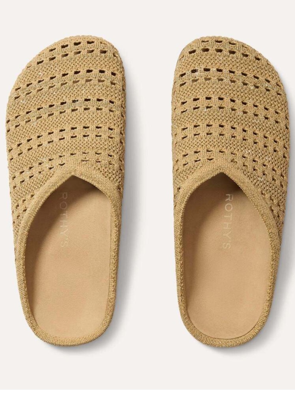 Rothy’s The Casual Clog Metallic Golden Crochet Gold Women’s Size 8 M